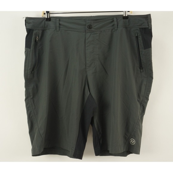 Novara Pants - Novara Mens XL Gray Woven Nylon Ripstop Stretch Zip Pocket Biking Cycling Shorts